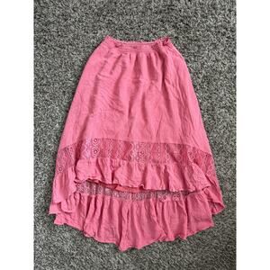 Joyfolie Mia Joy High Low Maxi Skirt Girls Size 8 Pink Ruffles Cottagecore